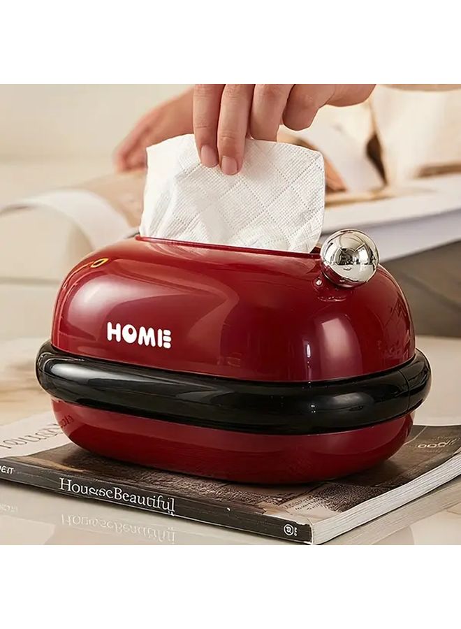 حامل علبة المناديل الكرتوني بدائرة بيضاء وحمراء بتصميم زنبركي مضغوط لتخزين الحمام وغرفة المعيشة - Image 1